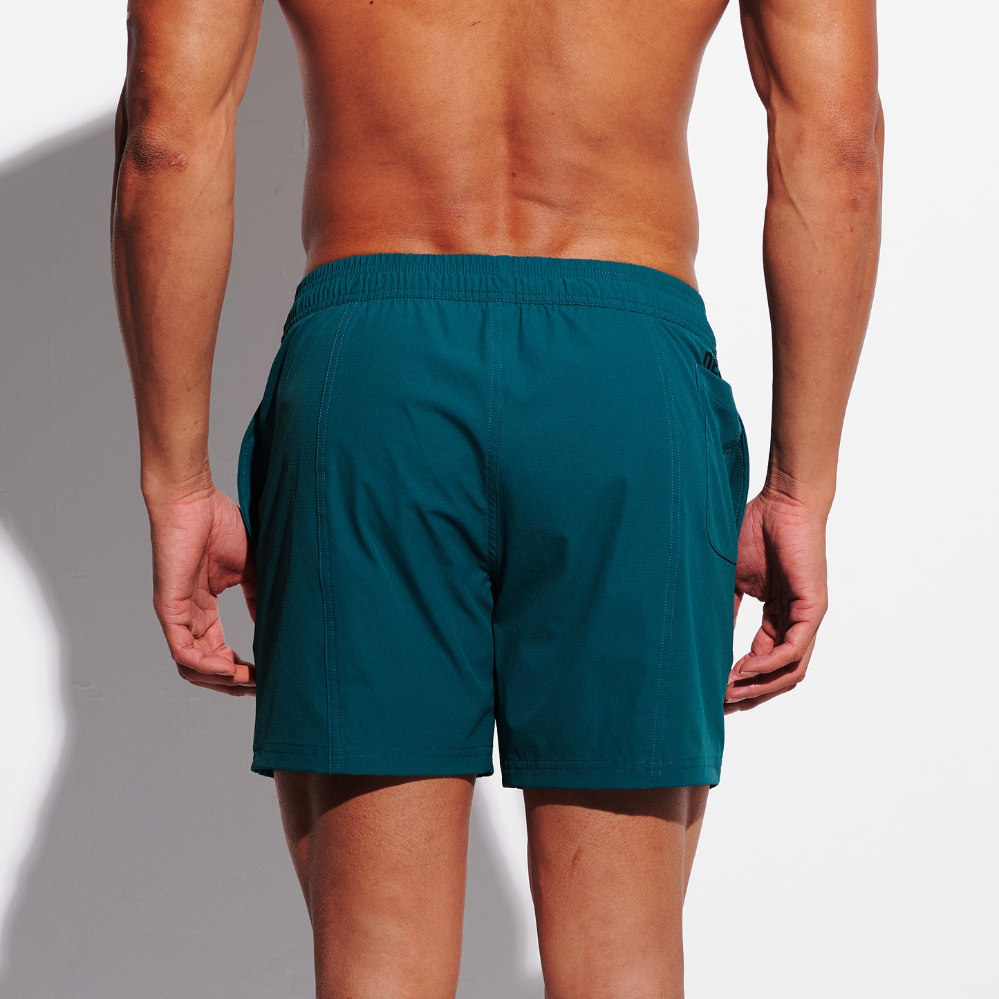 Men's 4-Way Stretch Swim Shorts, Quick-Dry Athletic Shorts with Pockets & Brief for Gym Sports B4693
