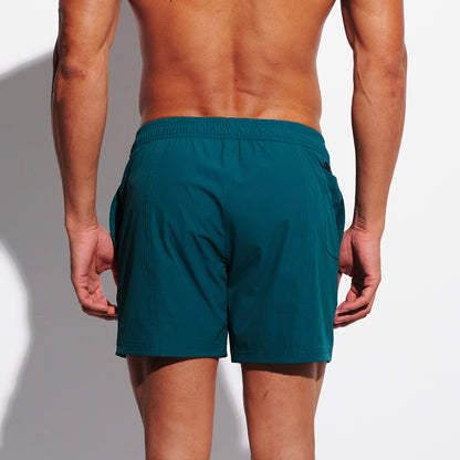 Men's 4-Way Stretch Swim Shorts, Quick-Dry Athletic Shorts with Pockets & Brief for Gym Sports B4693