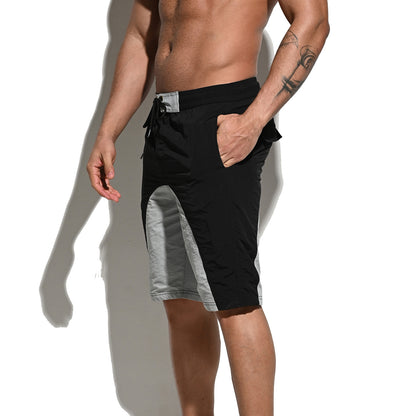 DESMIIT Men's Color Block Drawstring Quick Dry Swim Board Shorts, Full Liner Breathable Beach Shorts B5116