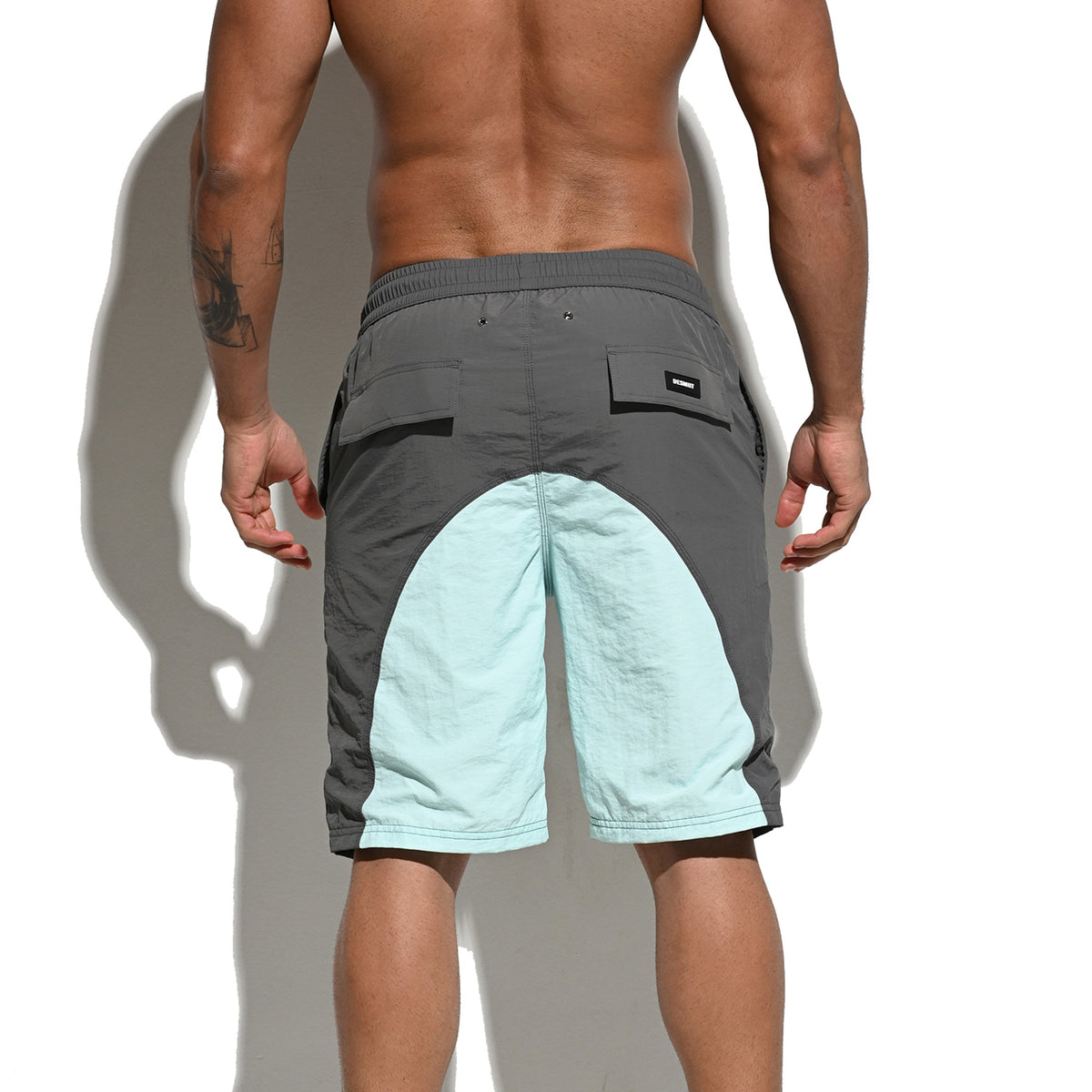 DESMIIT Men's Color Block Drawstring Quick Dry Swim Board Shorts, Full Liner Breathable Beach Shorts B5116