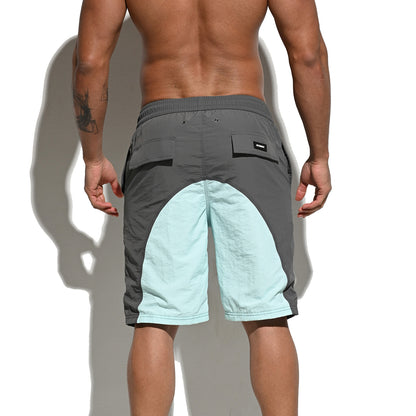 DESMIIT Men's Color Block Drawstring Quick Dry Swim Board Shorts, Full Liner Breathable Beach Shorts B5116
