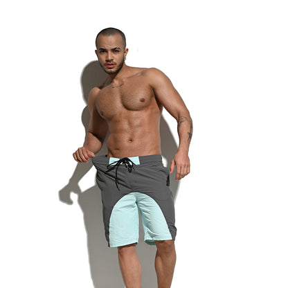 DESMIIT Men's Color Block Drawstring Quick Dry Swim Board Shorts, Full Liner Breathable Beach Shorts B5116