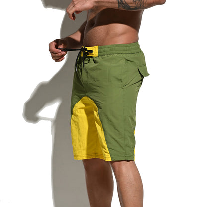 DESMIIT Men's Color Block Drawstring Quick Dry Swim Board Shorts, Full Liner Breathable Beach Shorts B5116