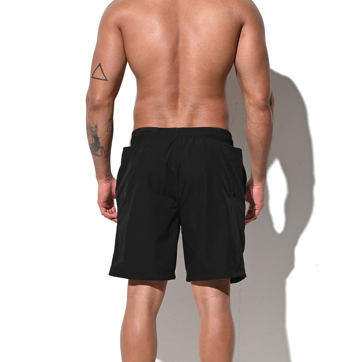 DESMIIT Men's Solid Color Fast‑Dry Beach Shorts, Casual Summer Swim Trunks with Pockets for Daily Wear B5237