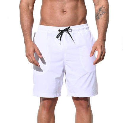 DESMIIT Men's Solid Color Fast‑Dry Beach Shorts, Casual Summer Swim Trunks with Pockets for Daily Wear B5237
