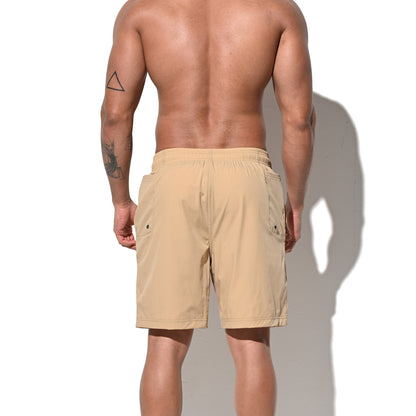 DESMIIT Men's Solid Color Fast‑Dry Beach Shorts, Casual Summer Swim Trunks with Pockets for Daily Wear B5237