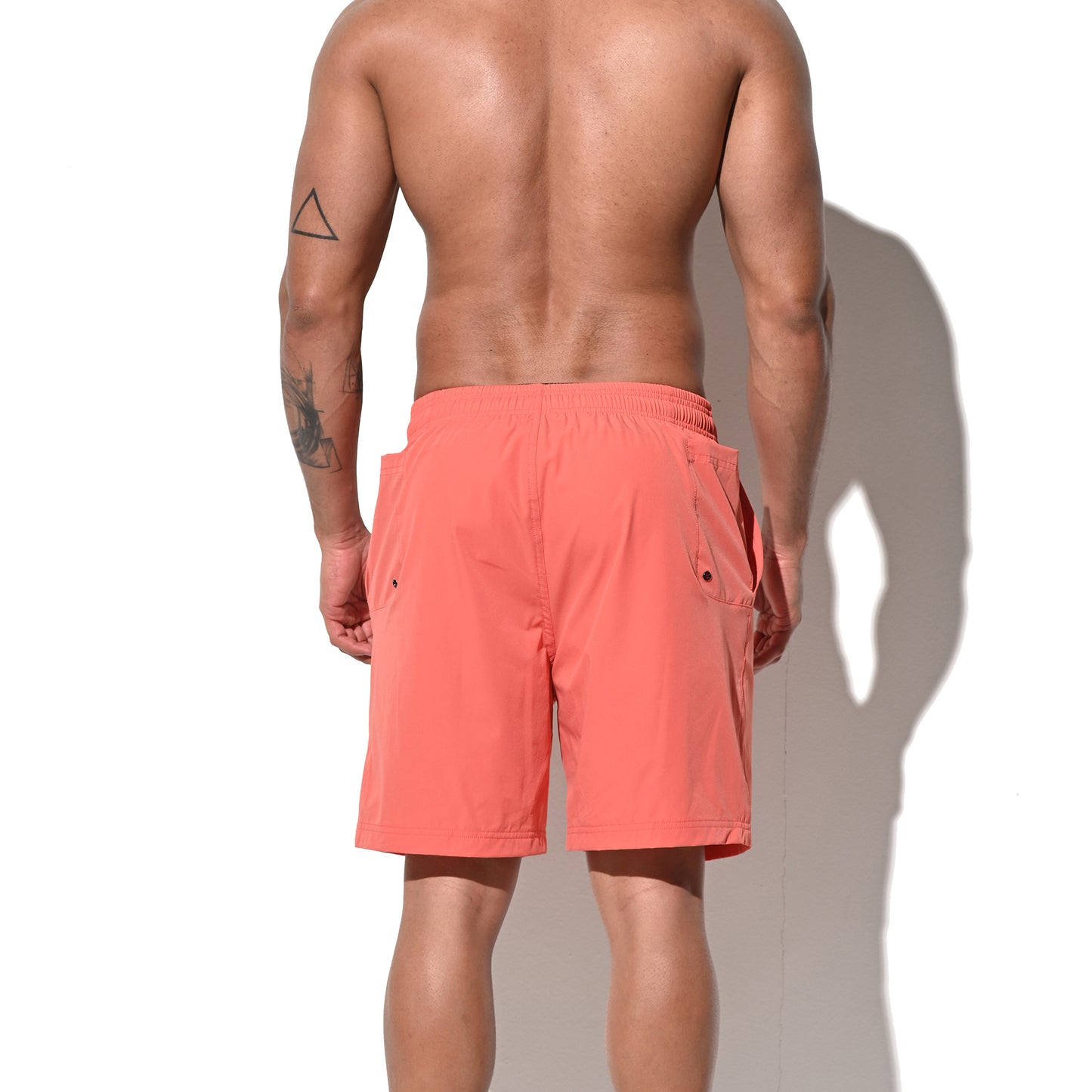 DESMIIT Men's Solid Color Fast‑Dry Beach Shorts, Casual Summer Swim Trunks with Pockets for Daily Wear B5237