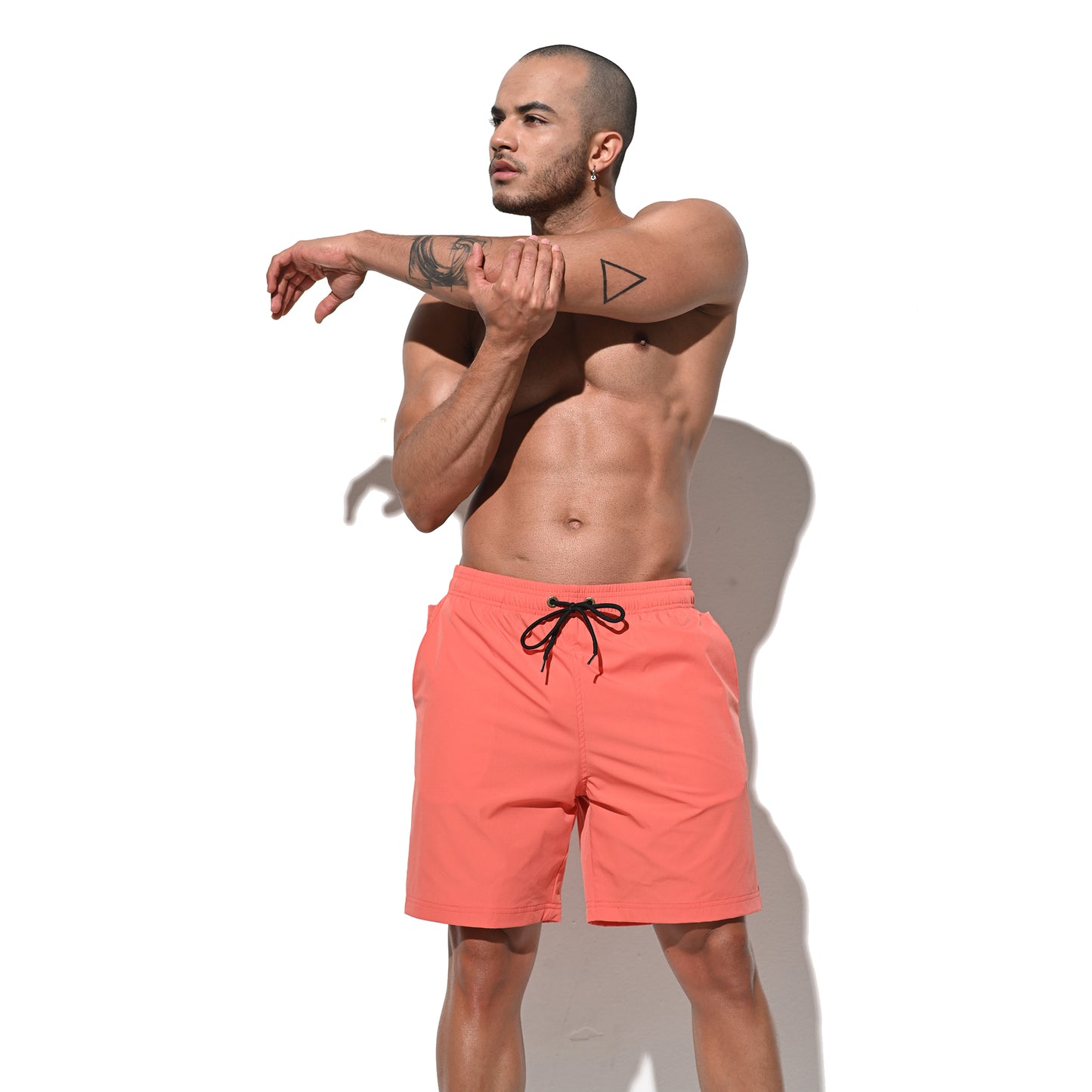 DESMIIT Men's Solid Color Fast‑Dry Beach Shorts, Casual Summer Swim Trunks with Pockets for Daily Wear B5237