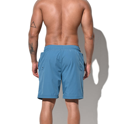 DESMIIT Men's Solid Color Fast‑Dry Beach Shorts, Casual Summer Swim Trunks with Pockets for Daily Wear B5237