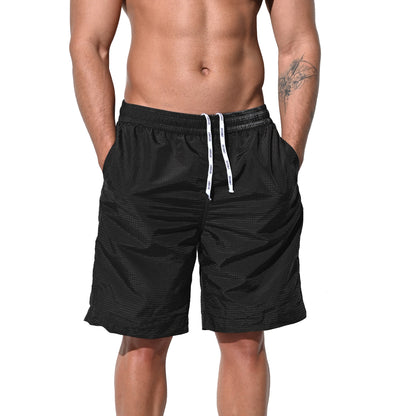 DESMIIT Men's Mid‑Length Solid Color Ultra‑Thin Fast‑Dry Beach Shorts, Casual Summer Swim Trunks with Pockets B5238