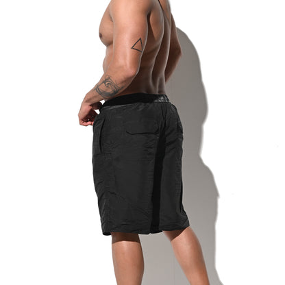 DESMIIT Men's Mid‑Length Solid Color Ultra‑Thin Fast‑Dry Beach Shorts, Casual Summer Swim Trunks with Pockets B5238