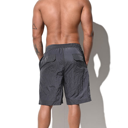 DESMIIT Men's Mid‑Length Solid Color Ultra‑Thin Fast‑Dry Beach Shorts, Casual Summer Swim Trunks with Pockets B5238