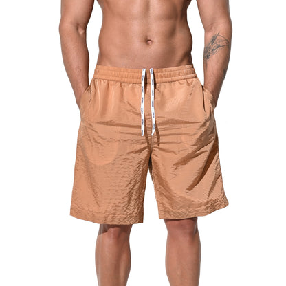 DESMIIT Men's Mid‑Length Solid Color Ultra‑Thin Fast‑Dry Beach Shorts, Casual Summer Swim Trunks with Pockets B5238