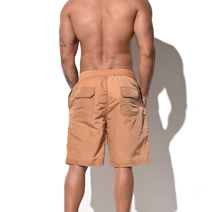 DESMIIT Men's Mid‑Length Solid Color Ultra‑Thin Fast‑Dry Beach Shorts, Casual Summer Swim Trunks with Pockets B5238