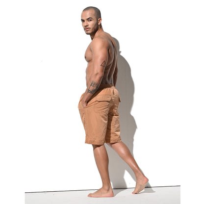 DESMIIT Men's Mid‑Length Solid Color Ultra‑Thin Fast‑Dry Beach Shorts, Casual Summer Swim Trunks with Pockets B5238