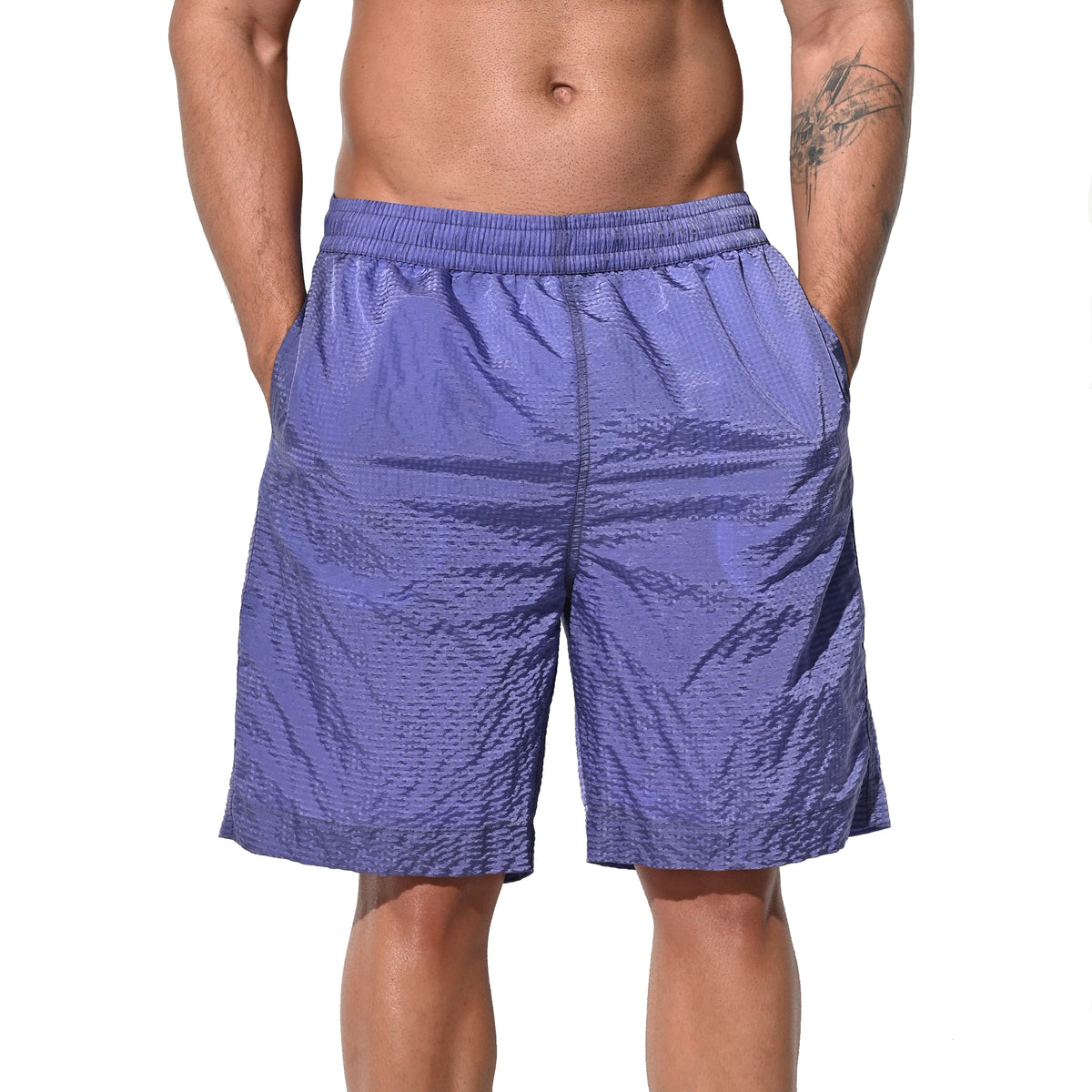DESMIIT Men's Mid‑Length Solid Color Ultra‑Thin Fast‑Dry Beach Shorts, Casual Summer Swim Trunks with Pockets B5238