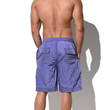 DESMIIT Men's Mid‑Length Solid Color Ultra‑Thin Fast‑Dry Beach Shorts, Casual Summer Swim Trunks with Pockets B5238