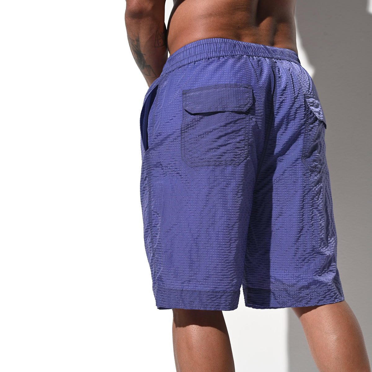DESMIIT Men's Mid‑Length Solid Color Ultra‑Thin Fast‑Dry Beach Shorts, Casual Summer Swim Trunks with Pockets B5238