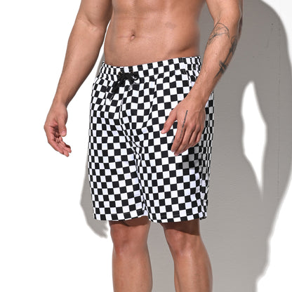 DESMIIT Men's Mid‑Length Plaid Beach Shorts, Soft & Durable Casual Summer Board shorts with Pockets B5240