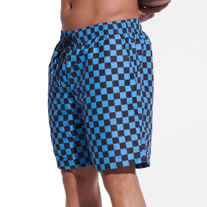 DESMIIT Men's Mid‑Length Plaid Beach Shorts, Soft & Durable Casual Summer Board shorts with Pockets B5240