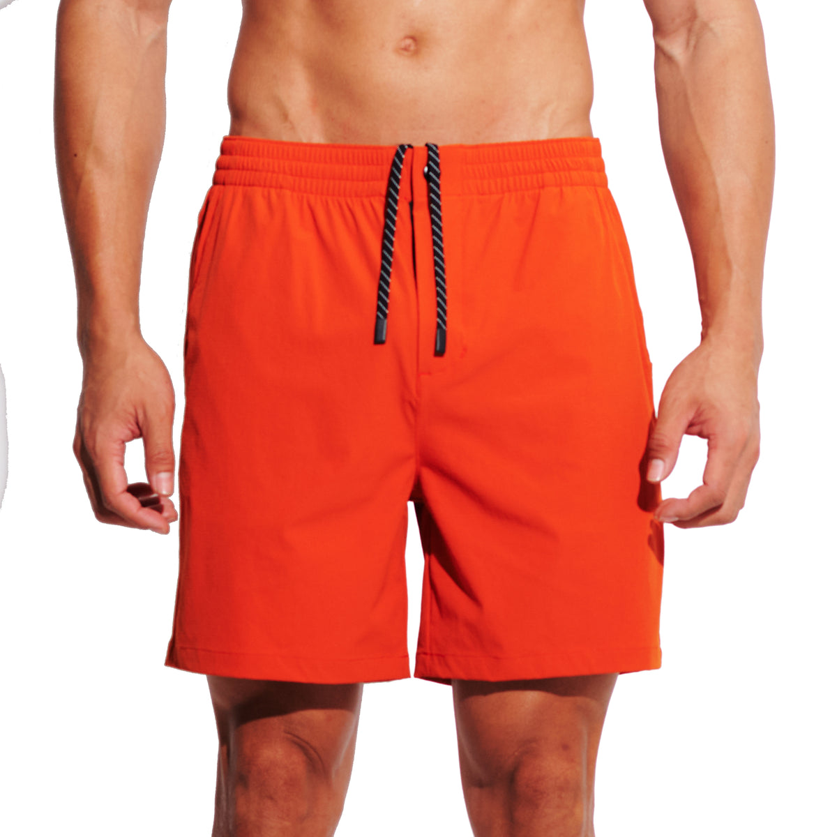 DESMIIT Men's Middle Solid Board Shorts 4-Way Stretch Light Quick Dry Shorts for Beach Gym and Aerobics B5699