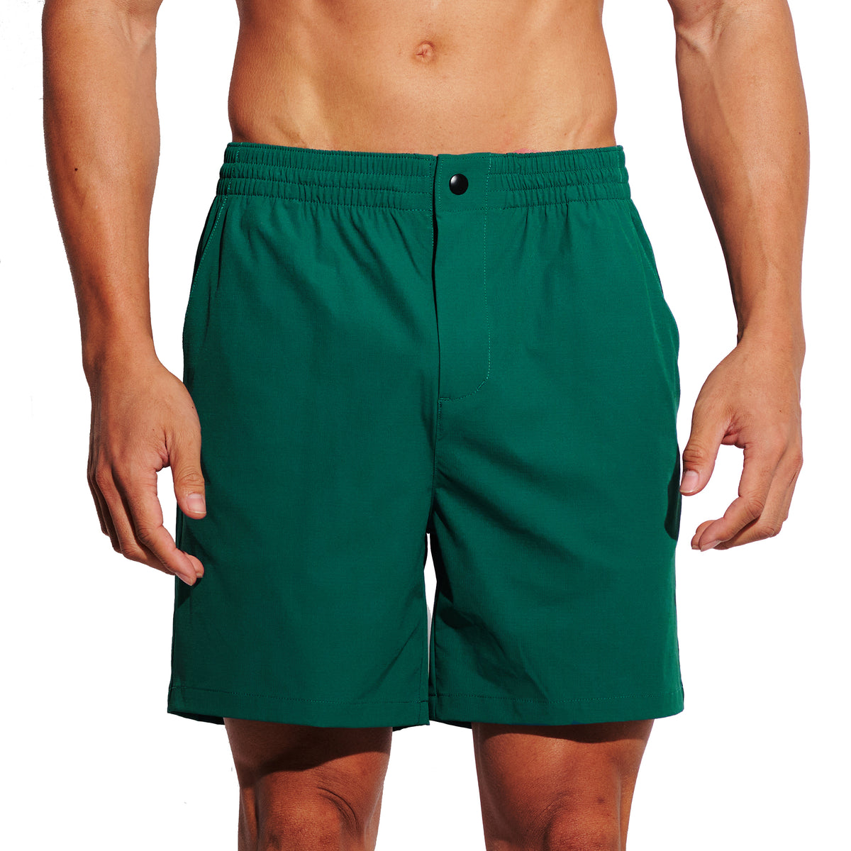 DESMIIT Men's Middle Solid Board Shorts 4-Way Stretch Light Quick Dry Shorts for Beach Gym and Aerobics B5699