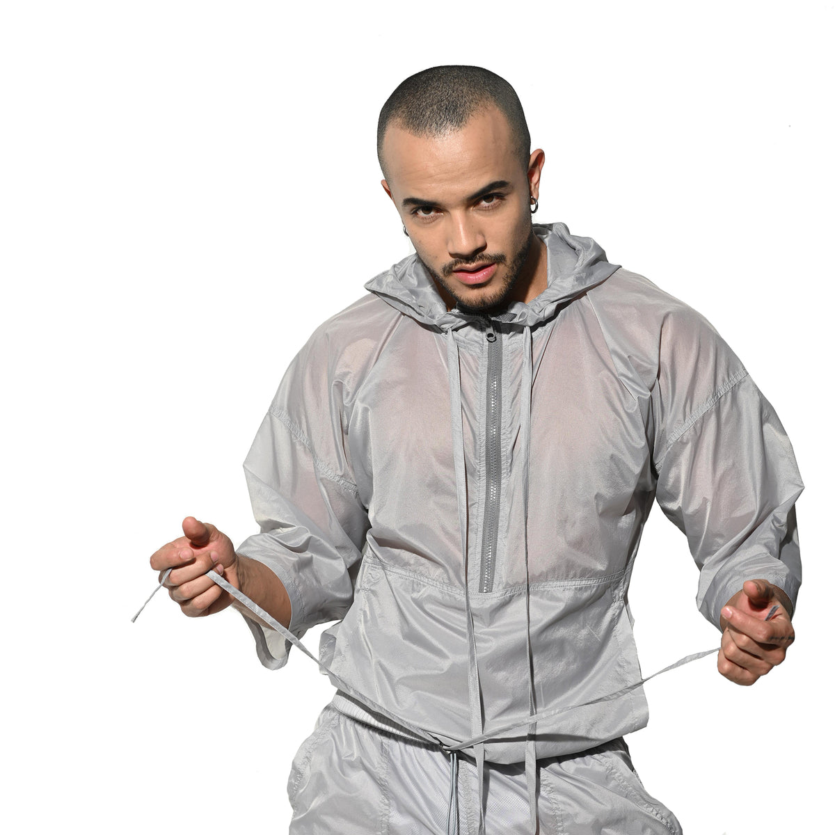 Men's Hooded 3/4 Sleeve Sun Protection Jacket Solid Lightweight Quick Dry Windproof UV Protection Outerwear B7128