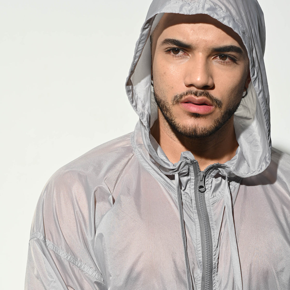 Men's Hooded 3/4 Sleeve Sun Protection Jacket Solid Lightweight Quick Dry Windproof UV Protection Outerwear B7128