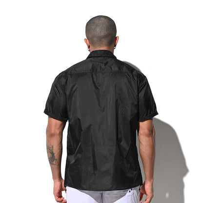 DESMIIT Men's Ultra Thin Semi-Sheer Short Sleeve Button Down Shirt, Loose Fit Nylon Ultra Lightweight UV Protection Vacation Travel Shirt B7241