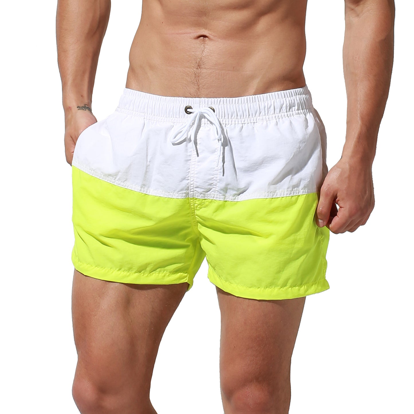 DESMIIT Men's Beach pants Color matching quick drying loose swimming pants summer vacation casual surfing shorts S6915