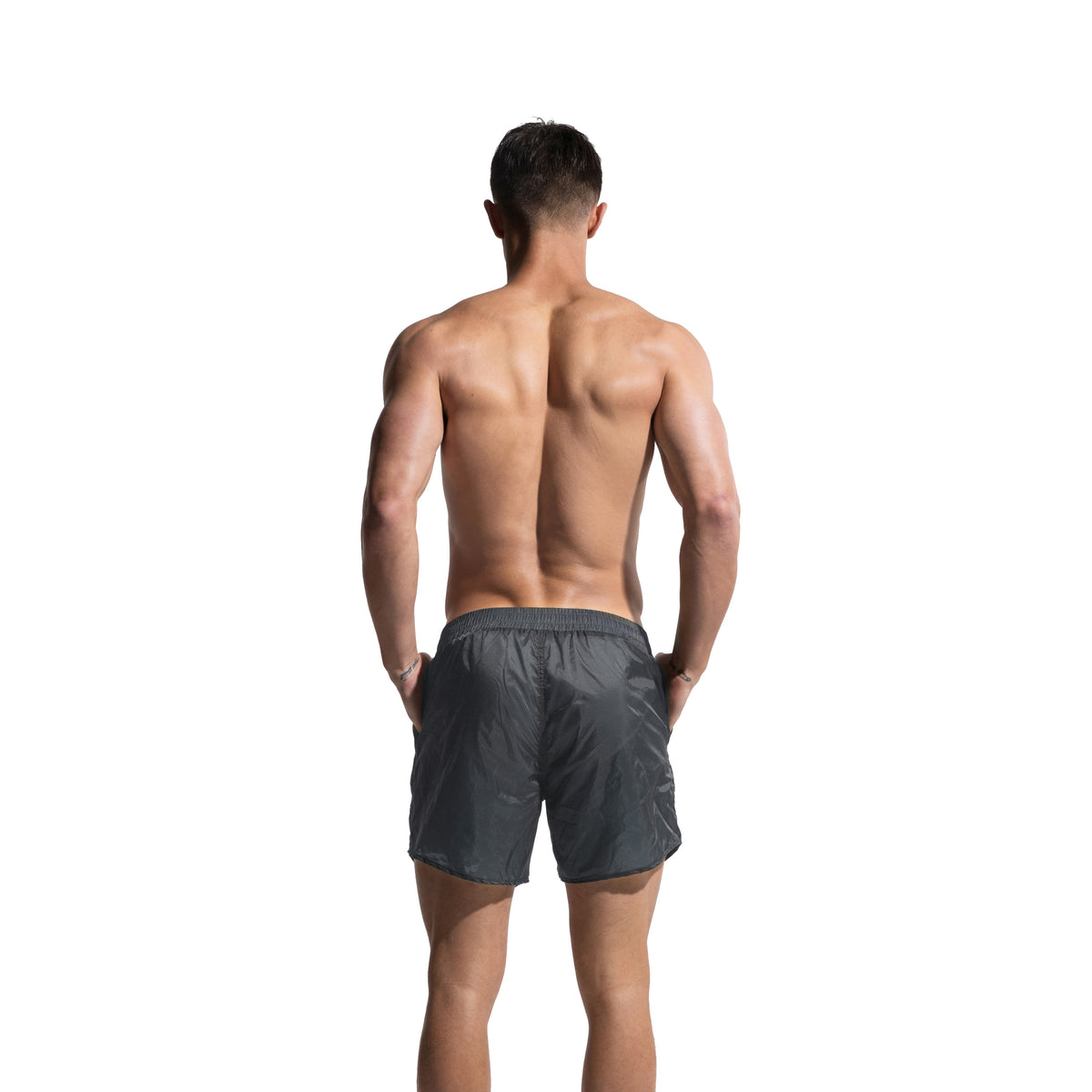 DESMIIT Men's Ultra-Thin Portable Semi-Sheer Shiny Fabric Quick Dry Swim Board Shorts, Breathable Beach Shorts S727