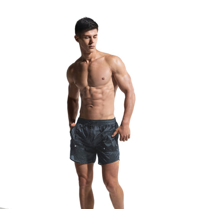 DESMIIT Men's Ultra-Thin Portable Semi-Sheer Shiny Fabric Quick Dry Swim Board Shorts, Breathable Beach Shorts S727