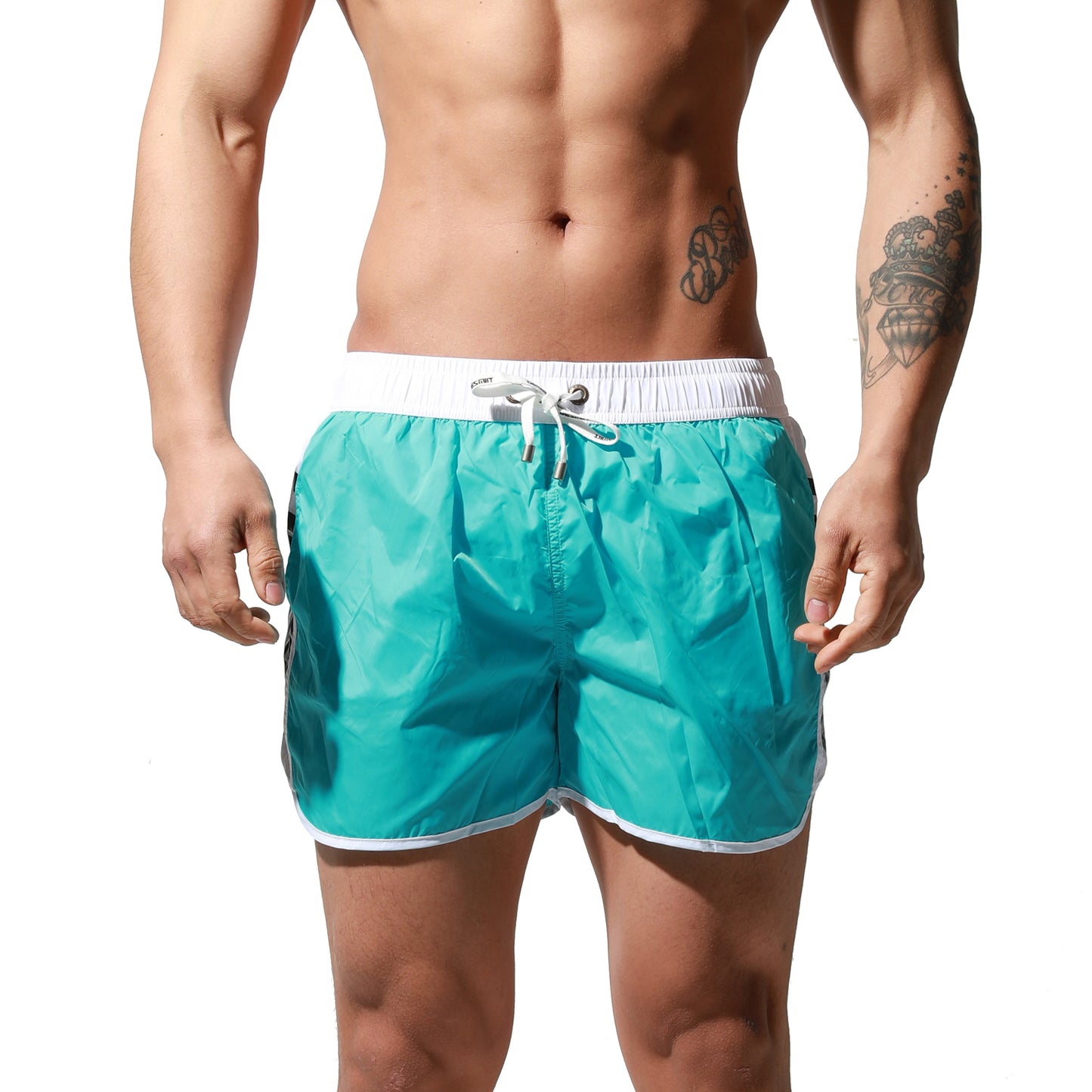 DESMIIT Men's Thin Loose Swimwear All-Day Comfort Board Shorts Surf Fast Dry Swimsuit S7067