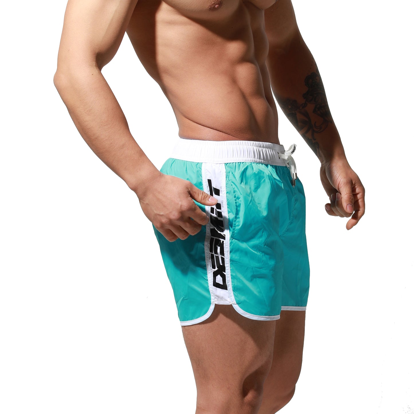 DESMIIT Men's Thin Loose Swimwear All-Day Comfort Board Shorts Surf Fast Dry Swimsuit S7067