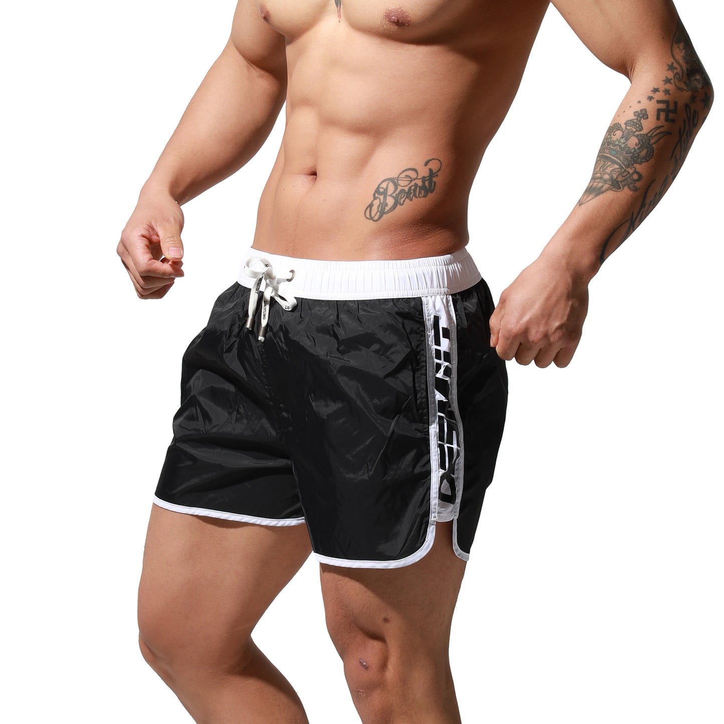 DESMIIT Men's Thin Loose Swimwear All-Day Comfort Board Shorts Surf Fast Dry Swimsuit S7067