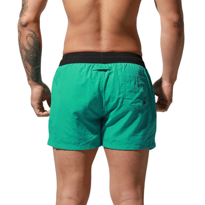 Men's Lightweight Quick-Dry Board Shorts Drawstring Patch Design Swim Trunks with Pockets S6016