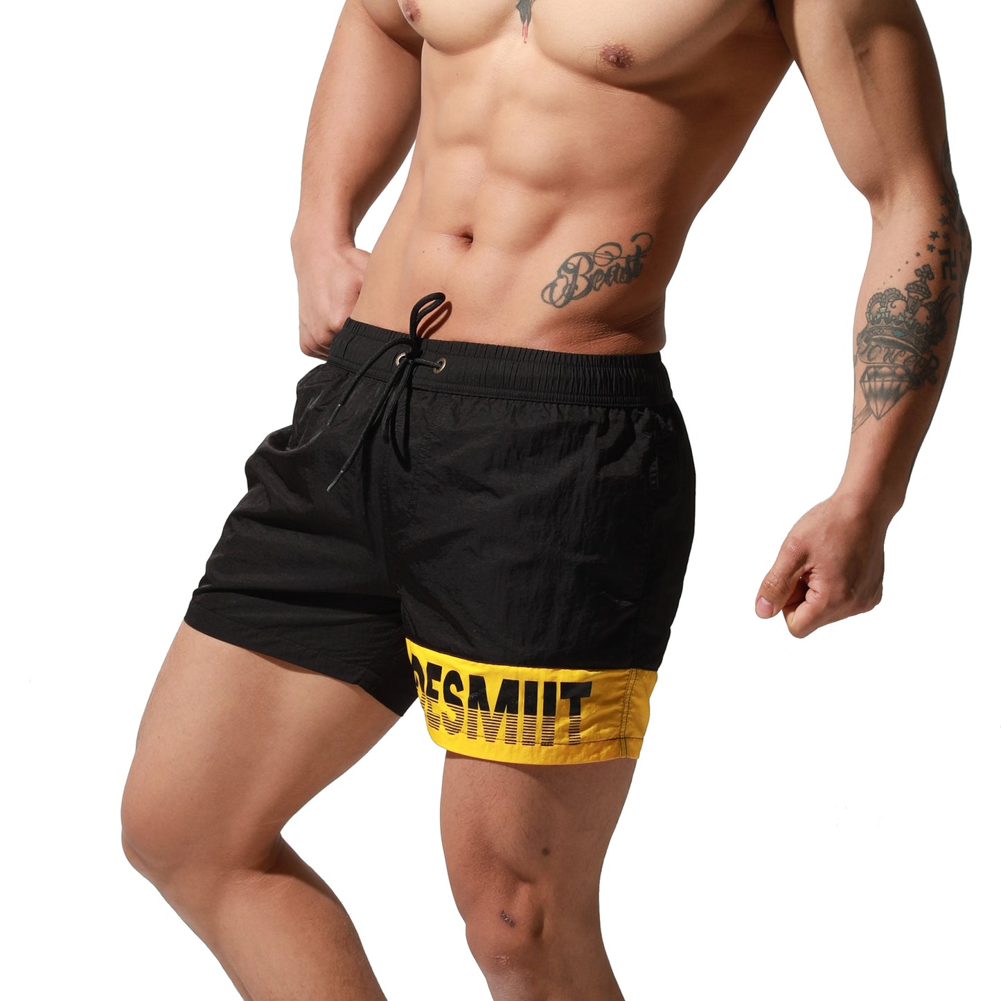 Men's Lightweight Letter Print Quick‑Dry Board Shorts with Pockets | Beach & Pool Essentials S6024