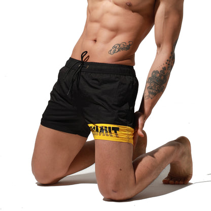 Men's Lightweight Letter Print Quick‑Dry Board Shorts with Pockets | Beach & Pool Essentials S6024