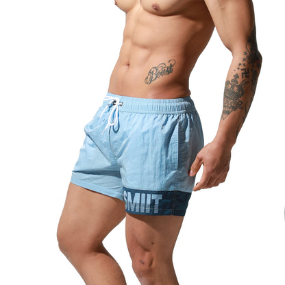 Men's Lightweight Letter Print Quick‑Dry Board Shorts with Pockets | Beach & Pool Essentials S6024