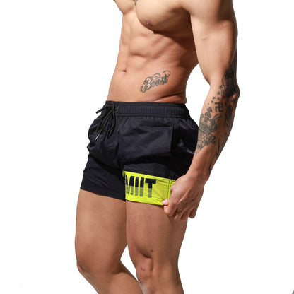 Men's Lightweight Letter Print Quick‑Dry Board Shorts with Pockets | Beach & Pool Essentials S6024