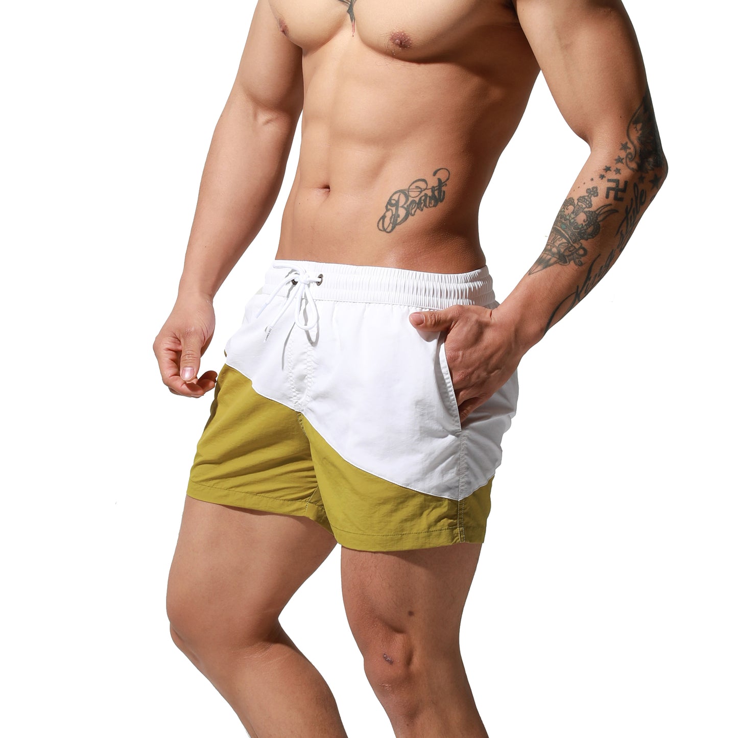 DESMIIT Men's swimming trunks Quick drying swimsuit loose Beach pants hot spring Board shorts S6023