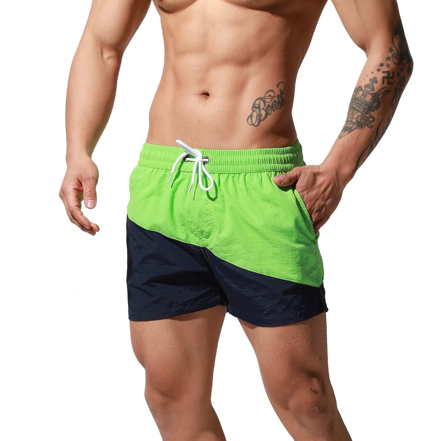 DESMIIT Men's swimming trunks Quick drying swimsuit loose Beach pants hot spring Board shorts S6023