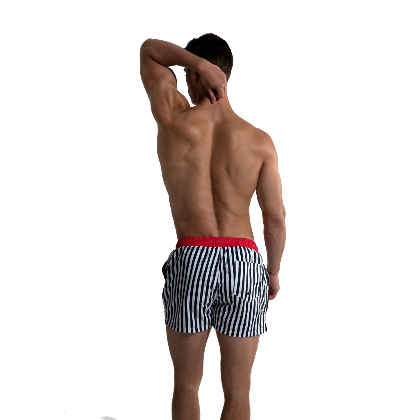 Men's Vertical Stripes Drawstring Board Shorts | Quick-Dry Portable Sports Swimwear with Pockets S612