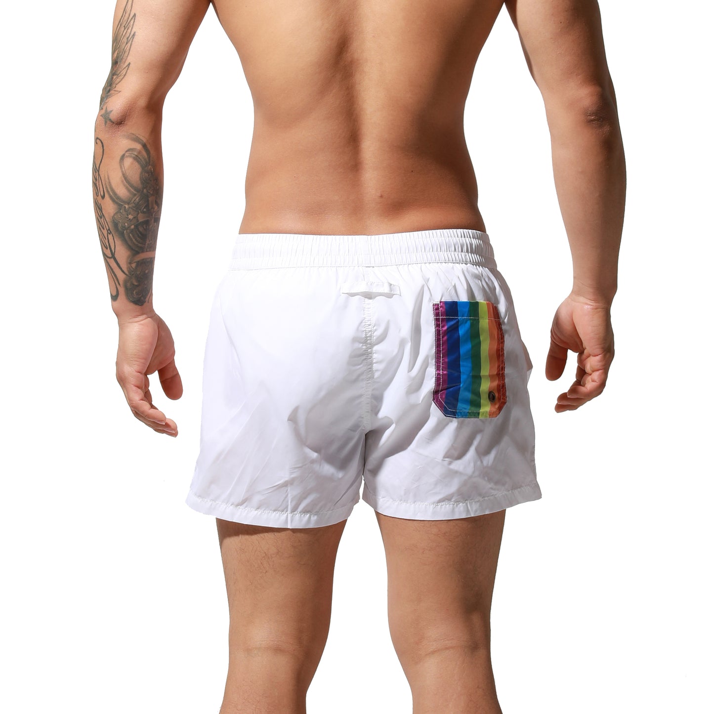 DESMIIT Men's Quick-Dry Rainbow Pride Gay Swimwear Sports Board Shorts Surfing vacation S6019