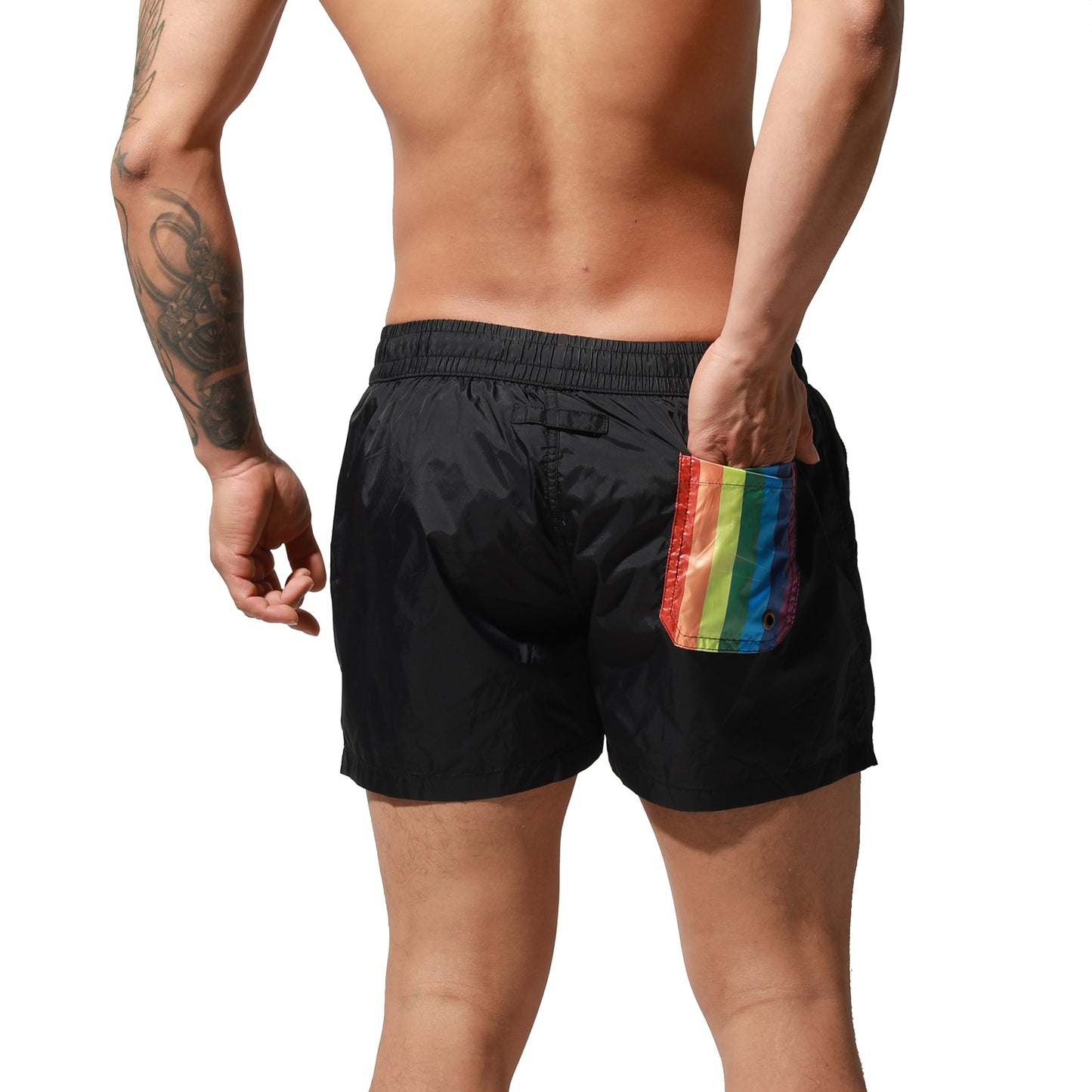 DESMIIT Men's Quick-Dry Rainbow Pride Gay Swimwear Sports Board Shorts Surfing vacation S6019