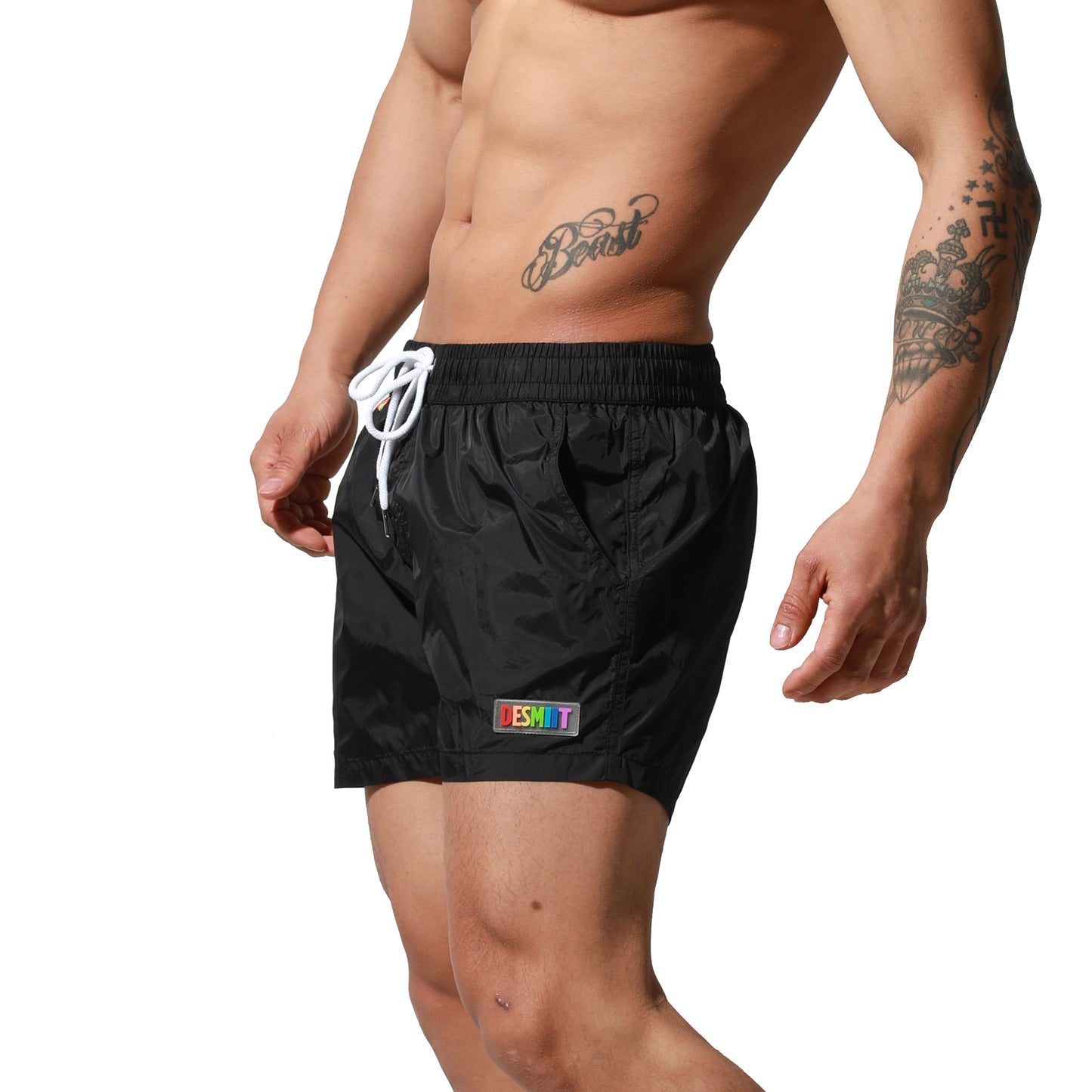 DESMIIT Men's Quick-Dry Rainbow Pride Gay Swimwear Sports Board Shorts Surfing vacation S6019