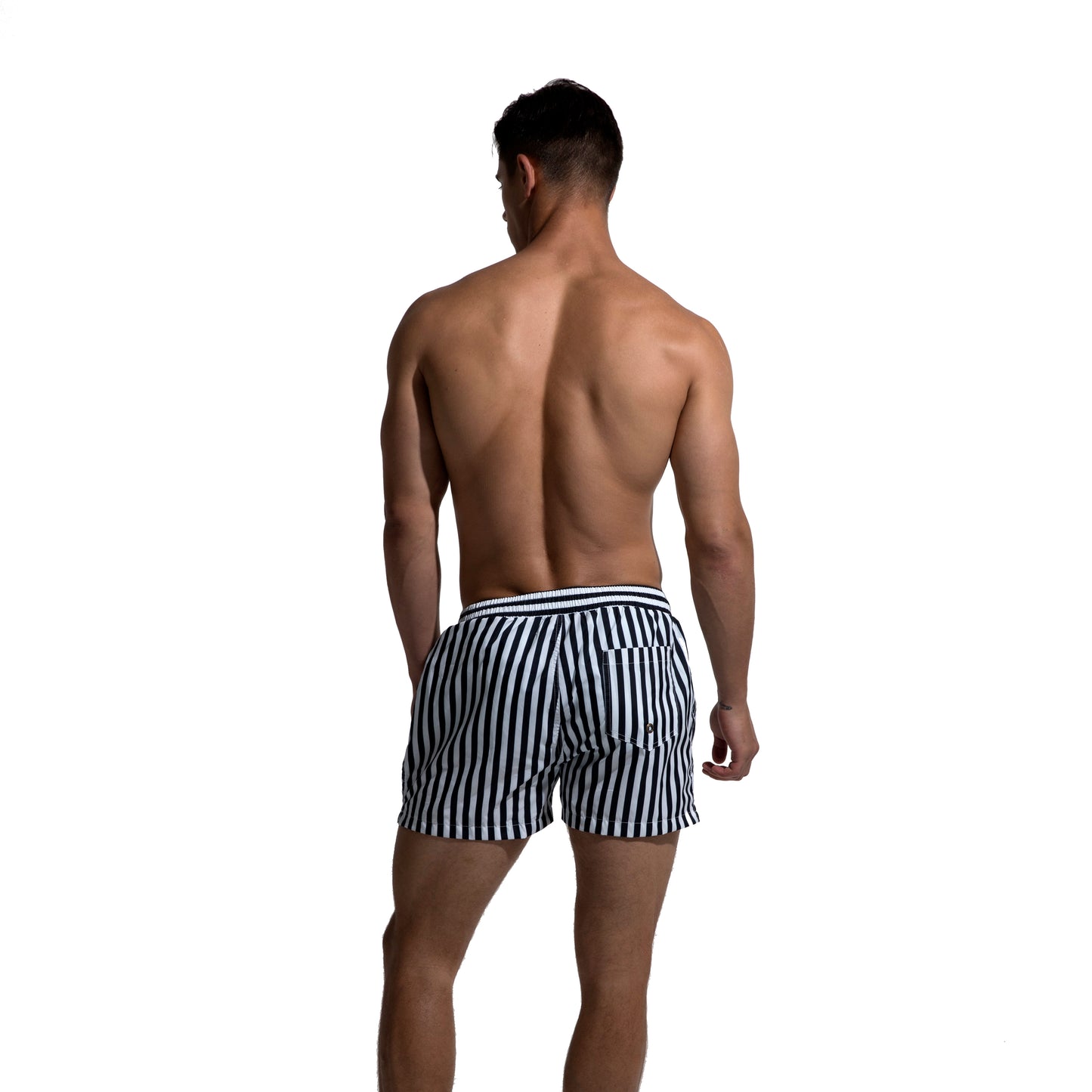 Men's Vertical Stripes Drawstring Board Shorts | Quick-Dry Portable Sports Swimwear with Pockets S612