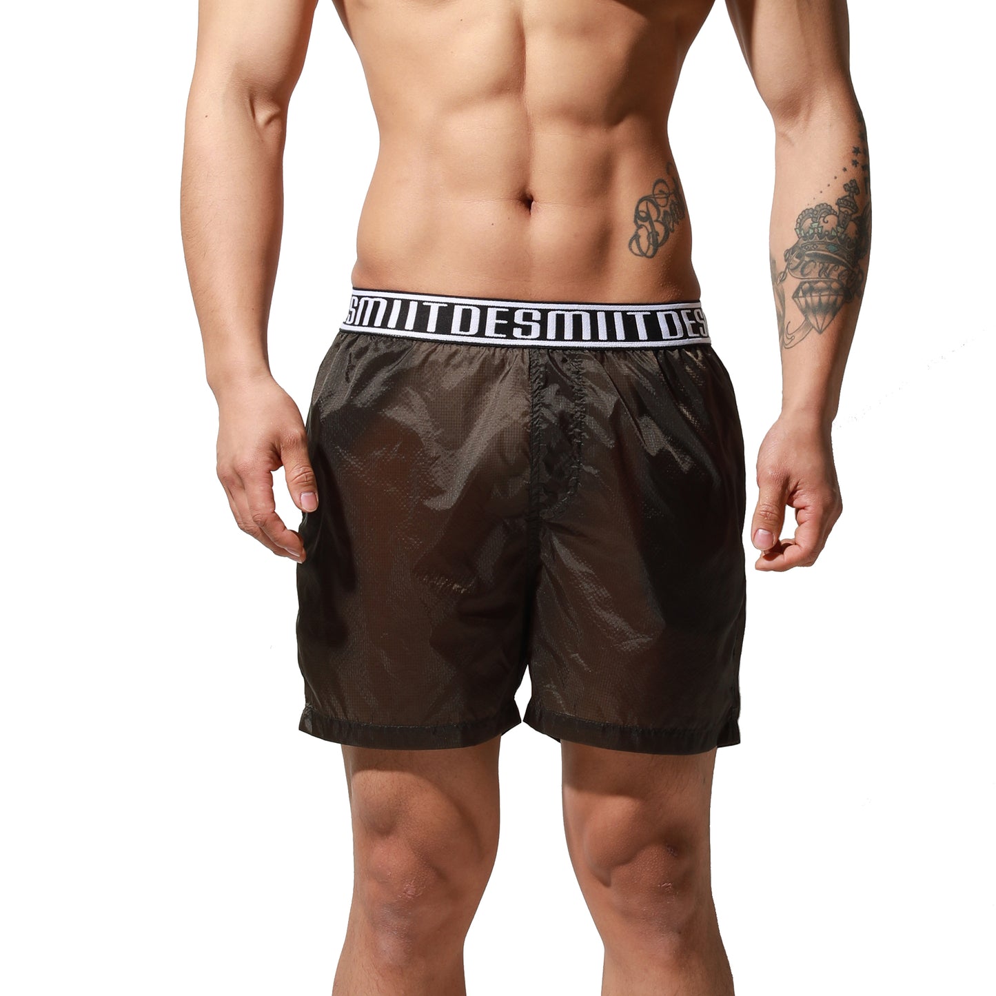 DESMIIT Men's Translucent Shorts Easy Take Thin Loose Holiday Swimwear Board Shorts S7072