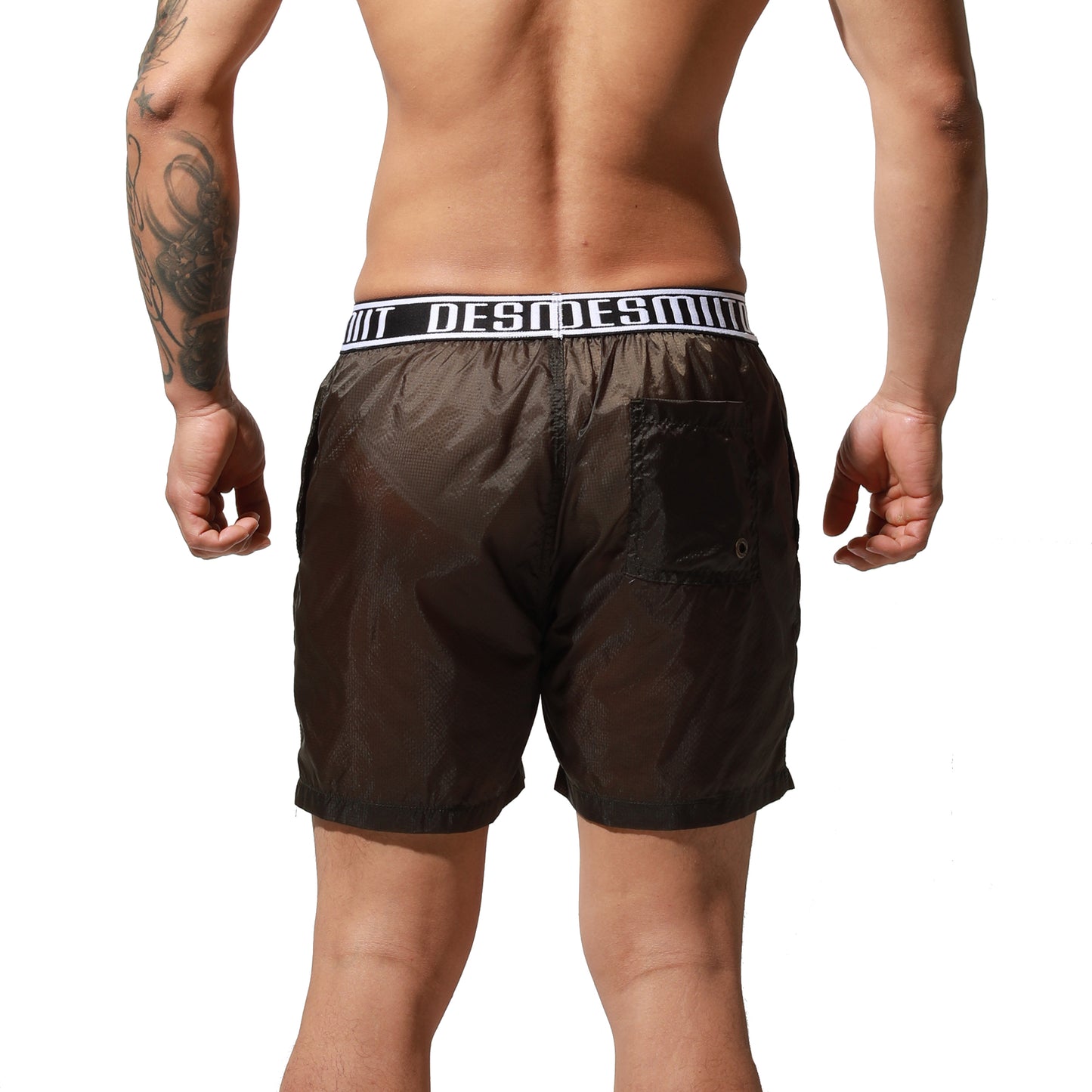 DESMIIT Men's Translucent Shorts Easy Take Thin Loose Holiday Swimwear Board Shorts S7072