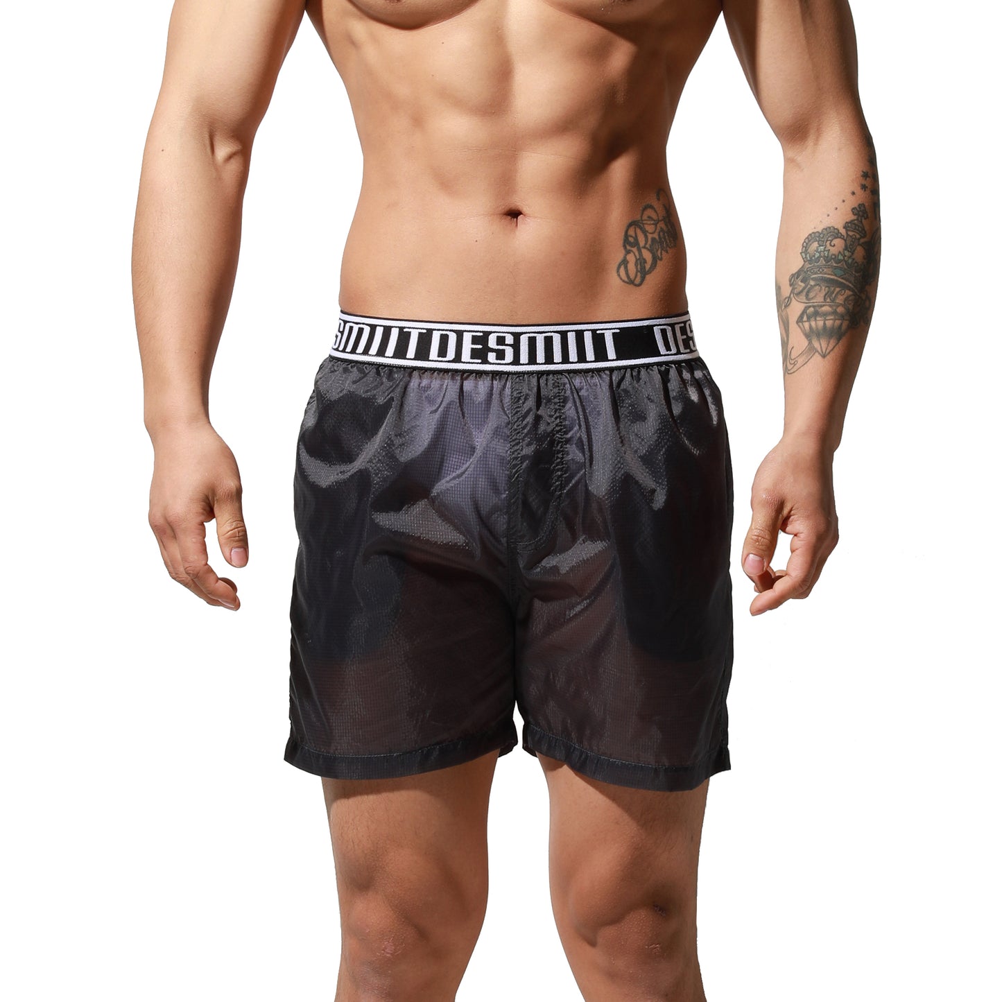 DESMIIT Men's Translucent Shorts Easy Take Thin Loose Holiday Swimwear Board Shorts S7072